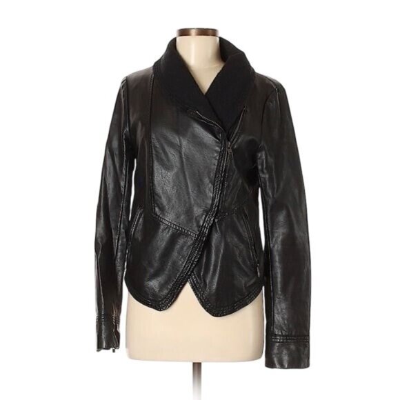 Free People Jackets & Blazers - Free People Black Vegan Leather Moto Jacket